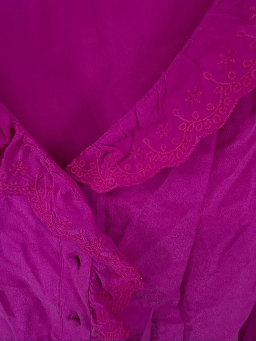 Sezane Purple Ruffled V-Neck Blouse